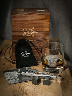Selbrae House Highland Cow Slate Coaster & Whisky Glass Tumbler Gift Set - view 2, Clear
