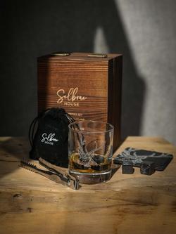 Selbrae House Stag Glass Whisky Tumbler & Slate Coaster Gift Set - view 2, Clear