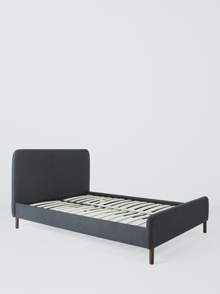 John Lewis Bonnie Upholstered Bed Frame, Double, Brushed Tweed Charcoal