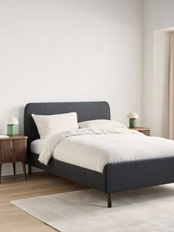 John Lewis Bonnie Upholstered Bed Frame, Double - view 2, Brushed Tweed Charcoal
