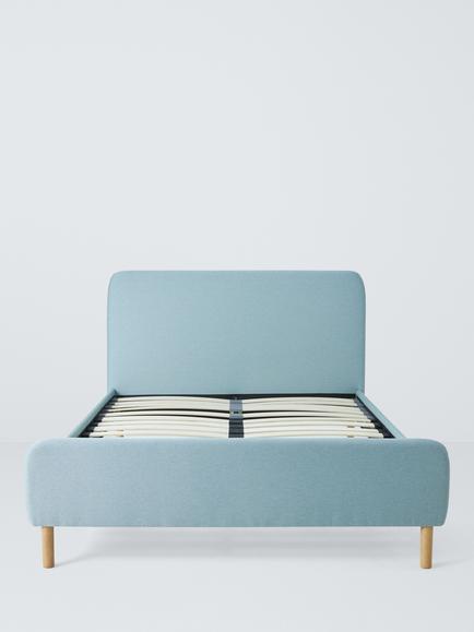 John Lewis Bonnie Upholstered Bed Frame, Single - view 2, Textured Weave Blue