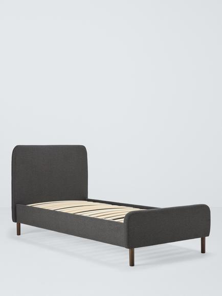 John Lewis Bonnie Upholstered Bed Frame, Single, Brushed Tweed Charcoal