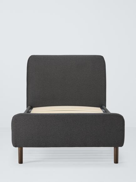 John Lewis Bonnie Upholstered Bed Frame, Single - view 2, Brushed Tweed Charcoal
