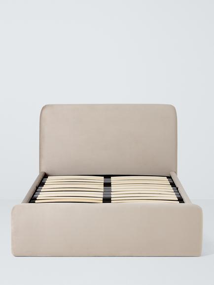 John Lewis Bonnie Ottoman Storage Upholstered Bed Frame, Small Double - view 2, Deep Velvet Mink