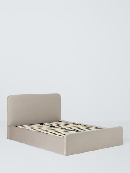 John Lewis Bonnie Ottoman Storage Upholstered Bed Frame, Double, Deep Velvet Mink