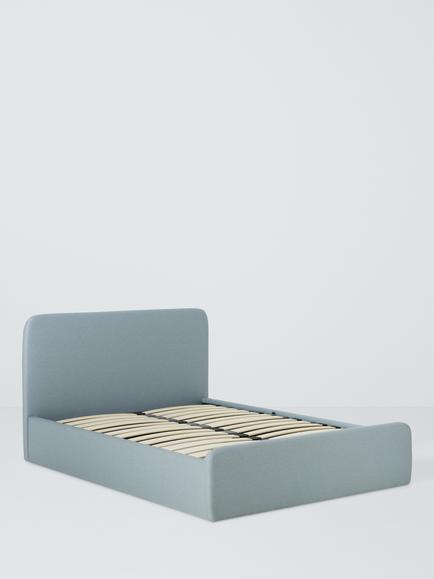 John Lewis Bonnie Ottoman Storage Upholstered Bed Frame, Double, Textured Weave Blue