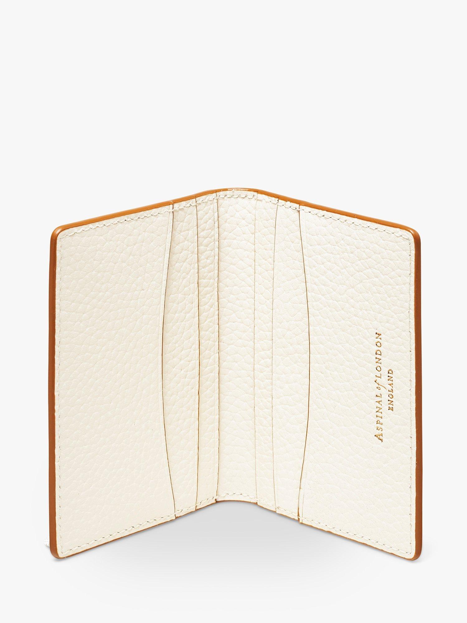Aspinal of London Double Fold Pebble Leather Credit Card Case, Ivory