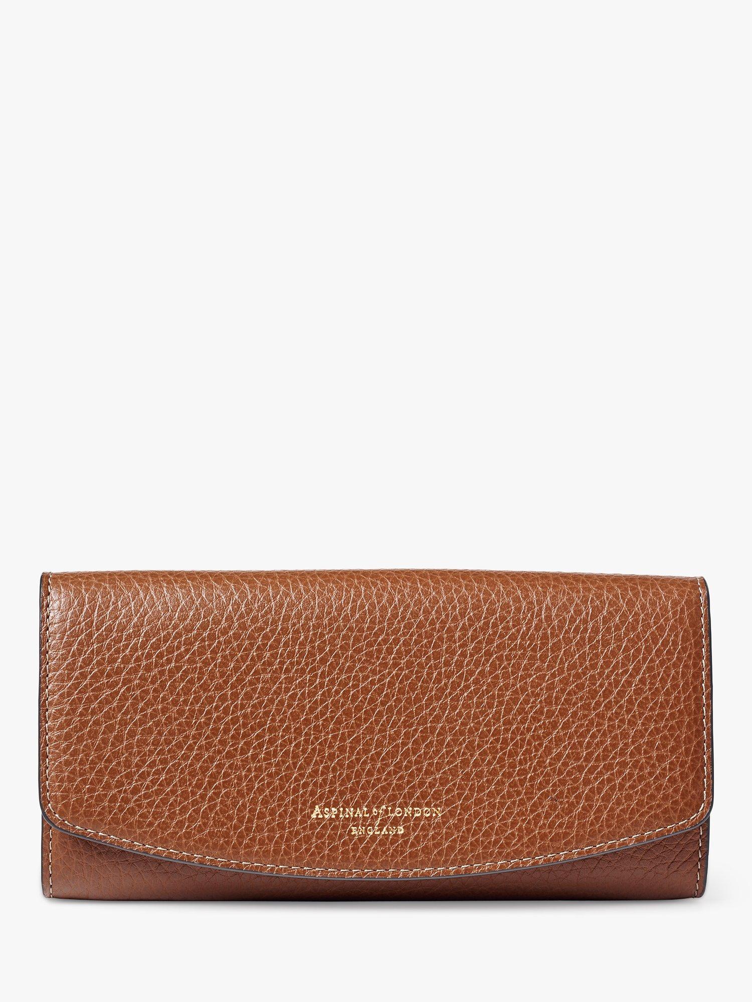 Product image 1 of 5, which shows Aspinal of London Essential Pebble Leather Purse, Tan