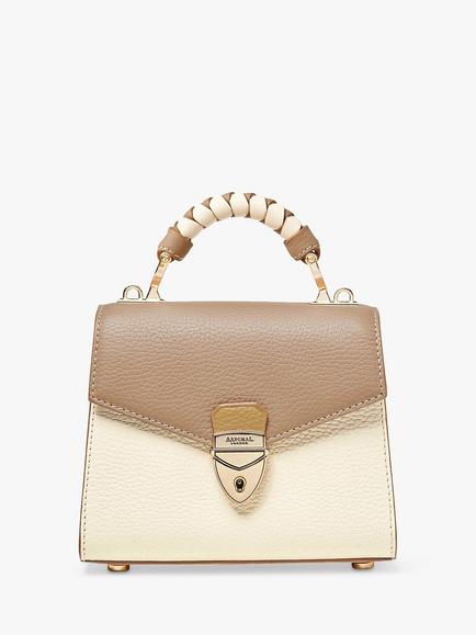 Aspinal of London Mini Mayfair 2.0 Cross Body Bag, Taupe/Ivory - view 2, Taupe/Ivory