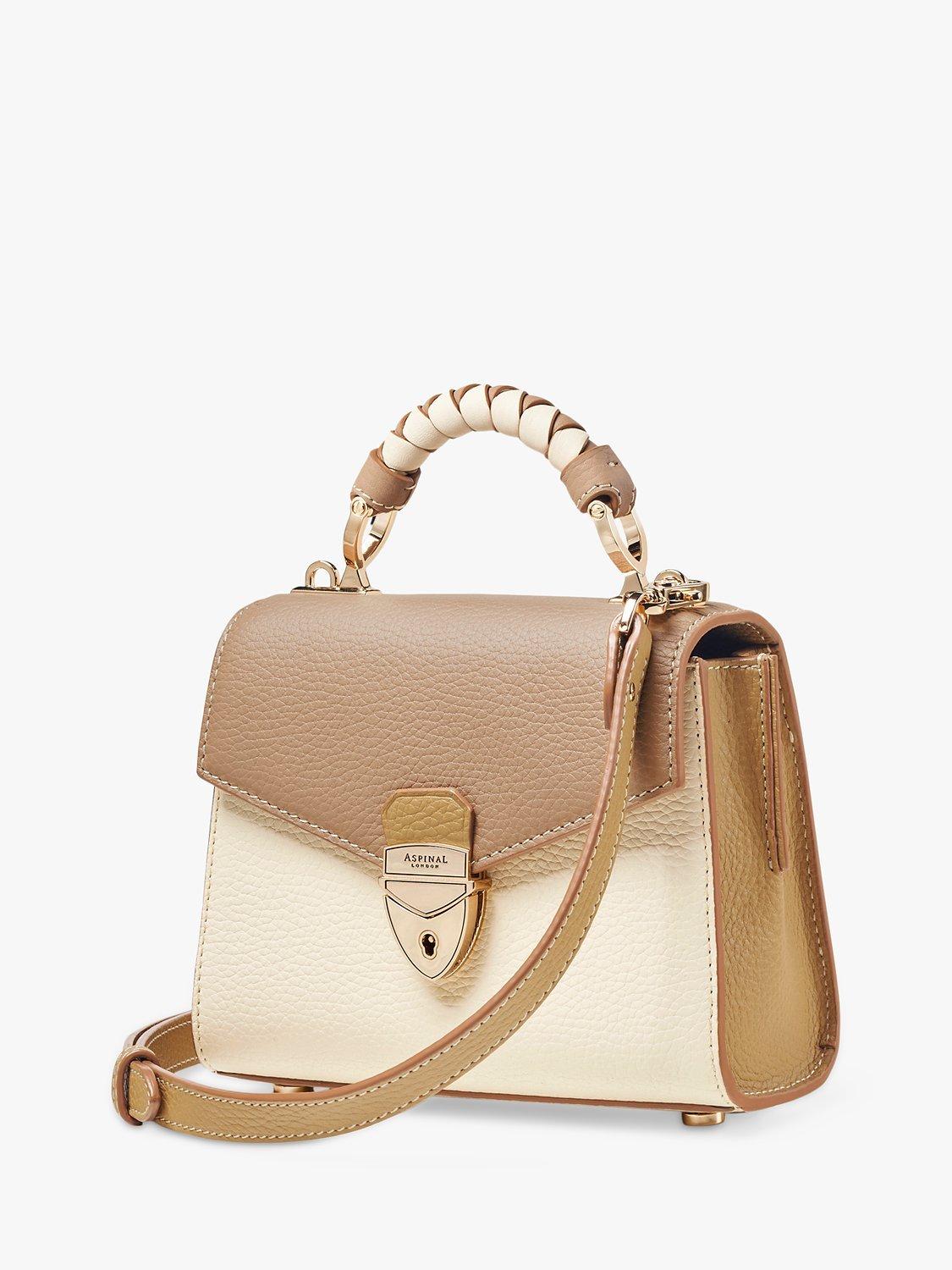 Product image 3 of 8, which shows Aspinal of London Mini Mayfair 2.0 Cross Body Bag, Taupe/Ivory
