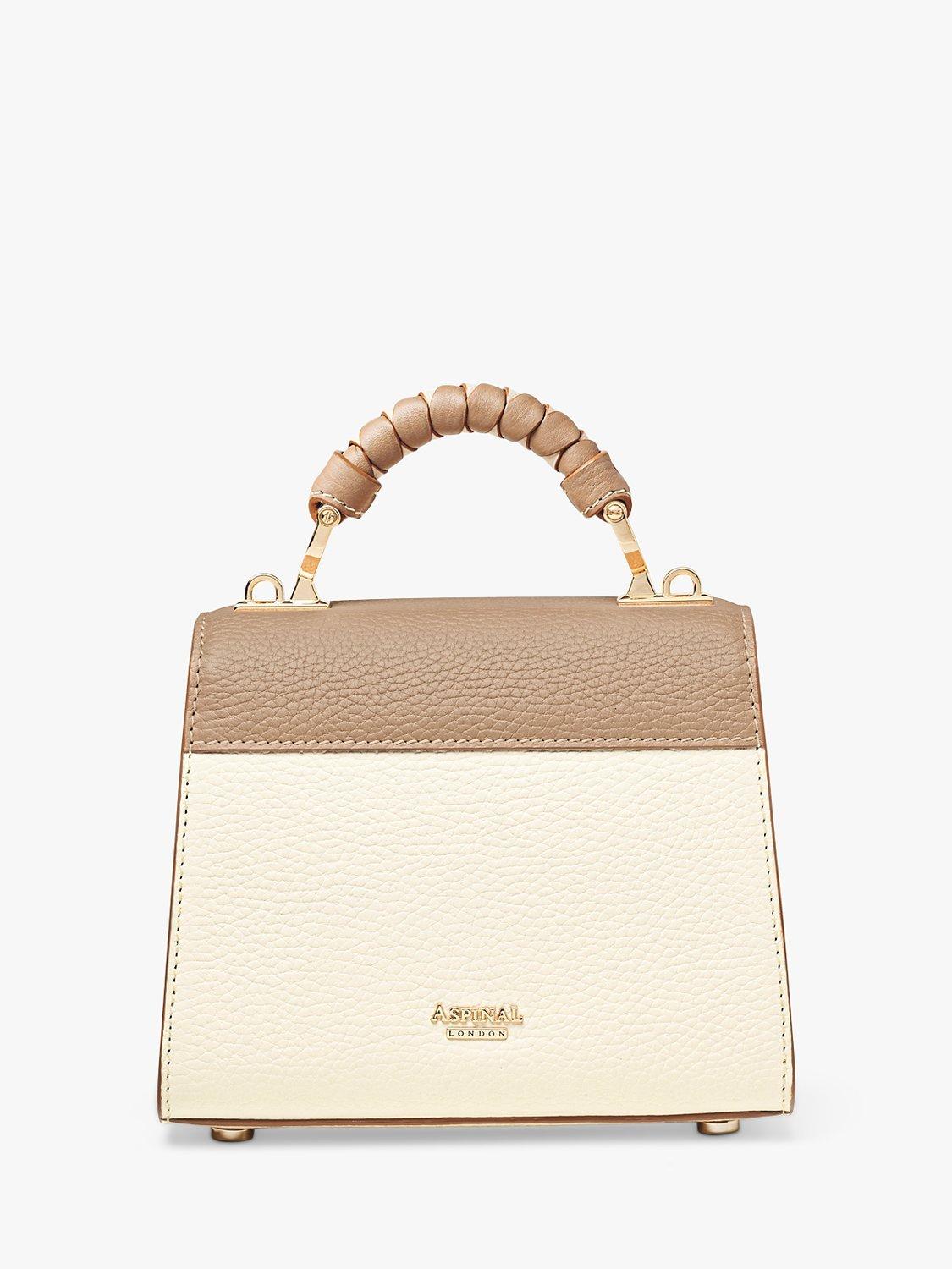 Product image 4 of 8, which shows Aspinal of London Mini Mayfair 2.0 Cross Body Bag, Taupe/Ivory