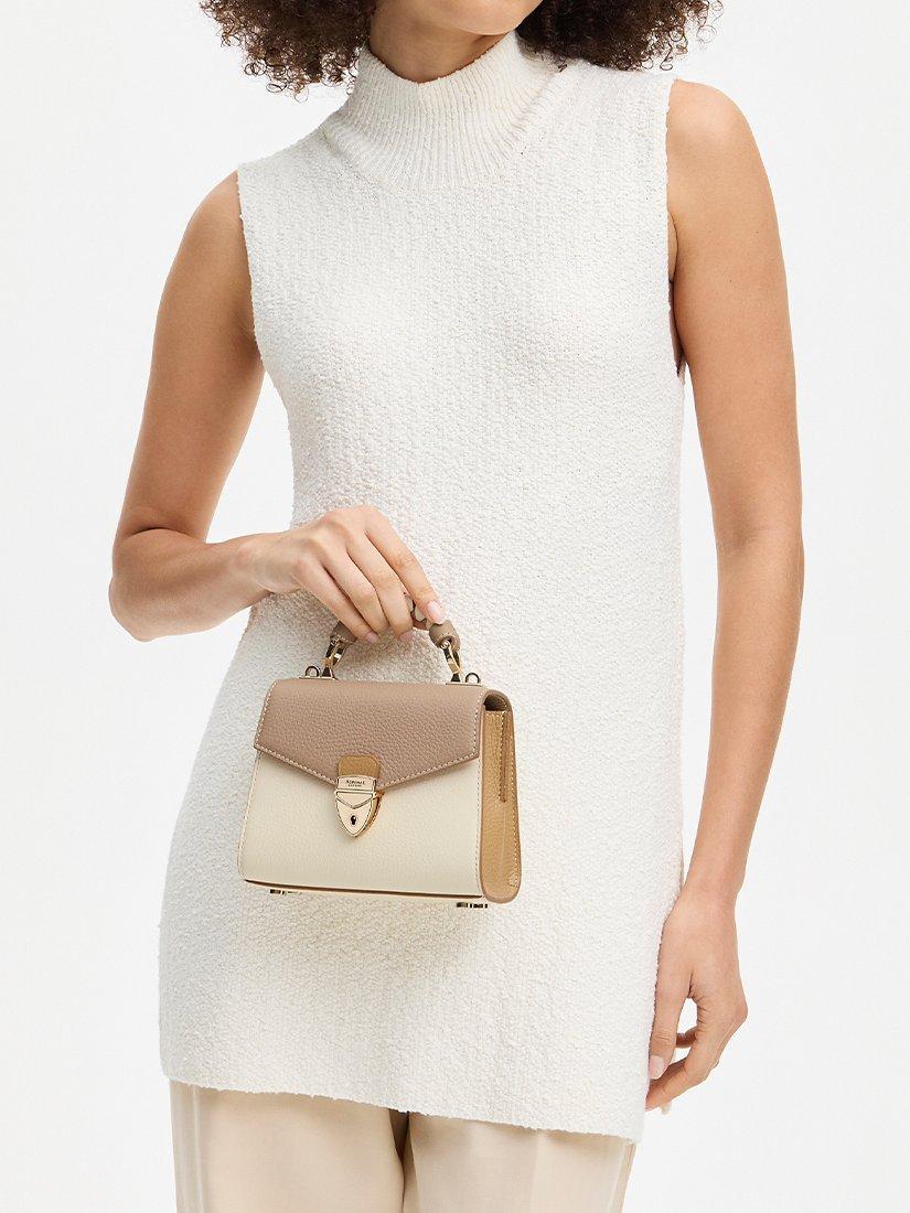 Product image 7 of 8, which shows Aspinal of London Mini Mayfair 2.0 Cross Body Bag, Taupe/Ivory