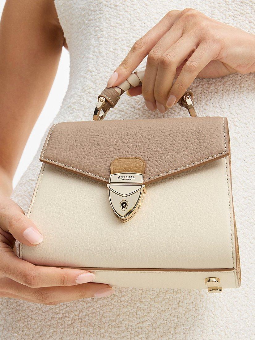 Product image 8 of 8, which shows Aspinal of London Mini Mayfair 2.0 Cross Body Bag, Taupe/Ivory