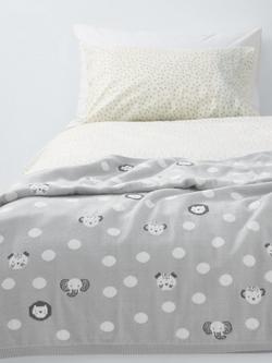 John Lewis Safari Spot Print Baby Blanket, Grey, Grey