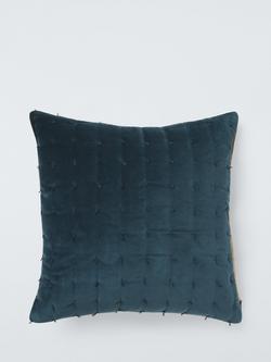 John Lewis Tassel Velvet Cushion, Navy