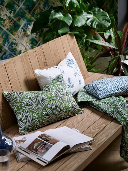 Clarke & Clarke Attingham Furnishing Fabric - view 2, Cobalt/Green