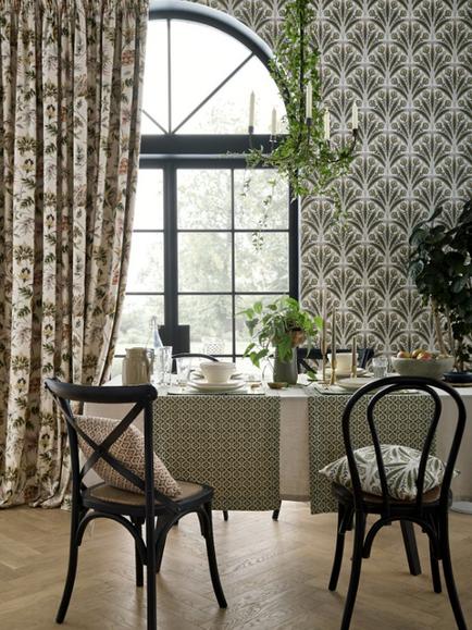 Clarke & Clarke Sizergh Furnishing Fabric - view 2, Blush/Sage