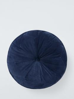 John Lewis Velvet Moroccan Round Cushion, Navy Blue