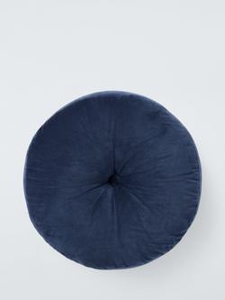 John Lewis Velvet Moroccan Round Cushion - view 2, Navy Blue