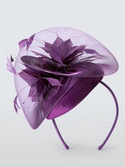 John Lewis Athena Pillbox Organza Fascinator - view 2, Purple