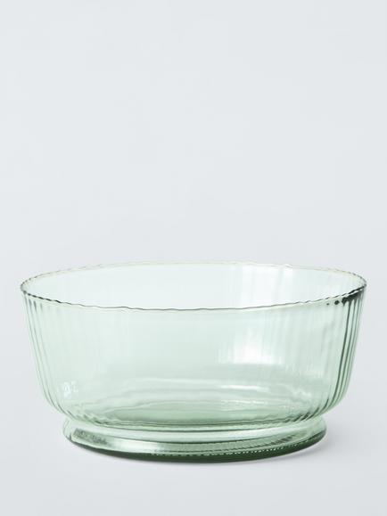 John Lewis Recycled Glass Serve Bowl, 24.5cm, Green, 