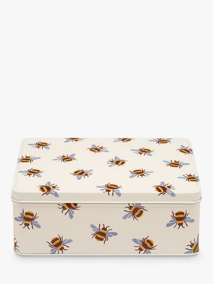 Emma Bridgewater Bumblebee Deep Rectangular Storage Tin, Cream/Multi, Multi