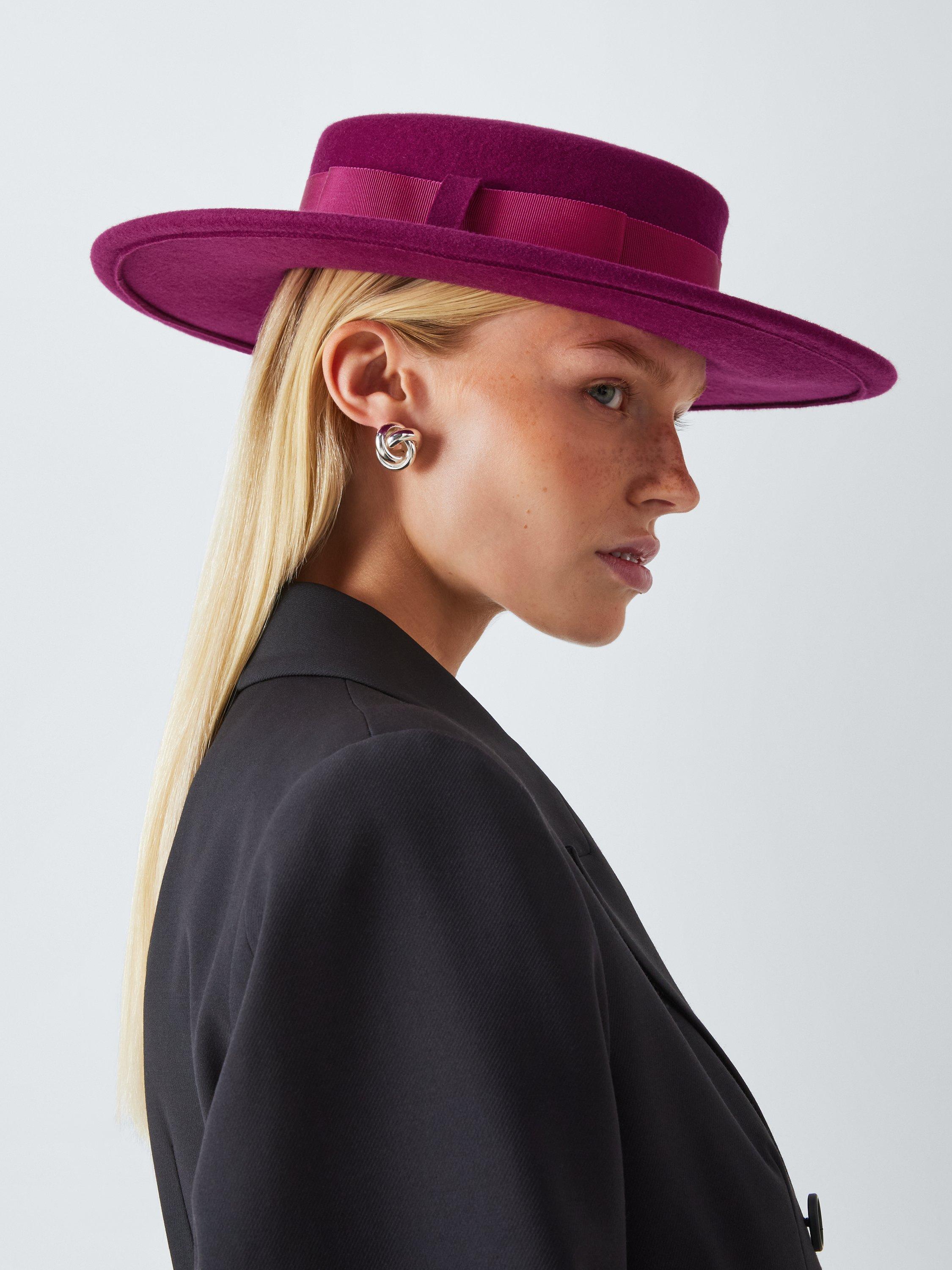 Whiteley Kennedy Boater Wool Hat, Magenta