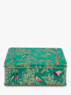 Sara Miller Chelsea Collection Birds Deep Rectangular Kitchen Storage Tin, 2.25L, Green, Green