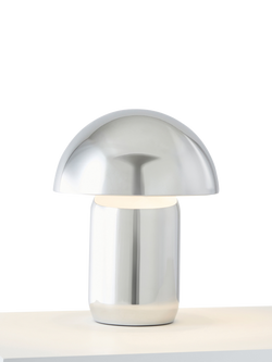 John Lewis Mushroom Rechargeable Dimmable Table Lamp, Polished Chrome, 