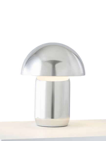 John Lewis Mushroom Rechargeable Portable Dimmable Table Lamp, Polished Chrome