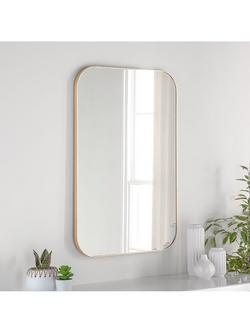 Yearn Arendal Rectangular Wood Frame Wall Mirror, 90 x 60cm, Gold