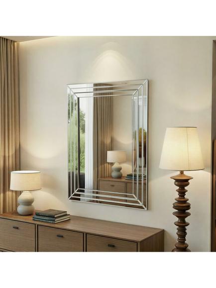 Yearn Cavello Bevelled Glass Rectangular Wall Mirror, Clear, Clear