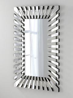 Yearn Faceted Bevelled Glass Rectangular Wall Mirror, 120 x 80cm, Black/Clear