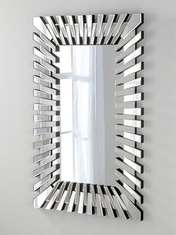 Yearn Faceted Bevelled Glass Rectangular Wall Mirror, 120 x 80cm, Black/Clear, Black/Clear