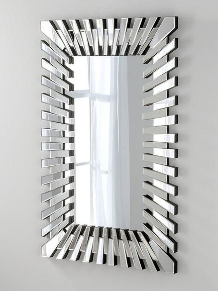 Yearn Faceted Bevelled Glass Rectangular Wall Mirror, 120 x 80cm, Black/Clear, Black/Clear