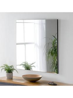 Yearn Delicacy Square Wood Frame Wall Mirror, 80cm, Black