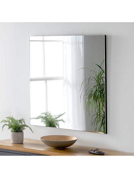 Yearn Delicacy Square Wood Frame Wall Mirror, 80cm, Black