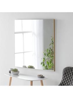 Yearn Delicacy Square Wood Frame Wall Mirror, 80cm, Gold
