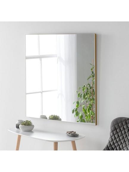 Yearn Delicacy Square Wood Frame Wall Mirror, 80cm, Gold