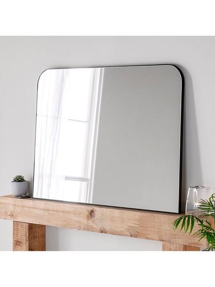 Yearn Larvik Overmantel Wall Mirror, 80 x 110cm, Black