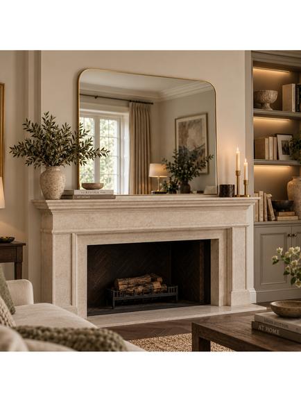 Yearn Larvik Overmantel Wall Mirror, 80 x 110cm - view 2, Gold