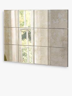 Yearn Manhattan Bevelled Glass Tile Rectangular Wall Mirror, 123 x 92cm, Clear, Clear