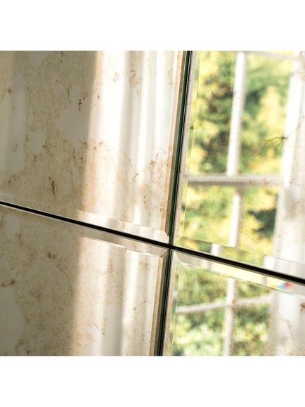 Yearn Manhattan Bevelled Glass Tile Rectangular Wall Mirror, 123 x 92cm, Clear - view 2, Clear