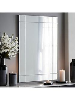 Yearn Oxford Bevelled Glass Rectangular Wall Mirror, 100 x 70cm, Clear, Clear