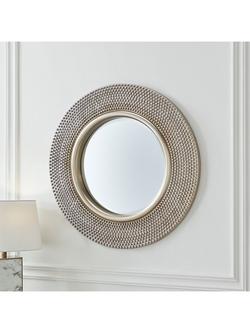 Yearn Studded Round Wall Mirror, 79cm - view 2, Silver
