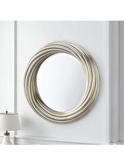 Yearn Swirl Round Wall Mirror, 84cm, Silver, Silver