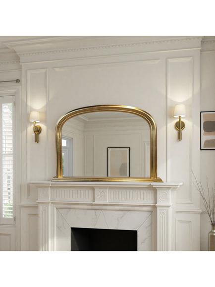 Yearn Ribbed Overmantel Wall Mirror, 77 x 112cm, Gold