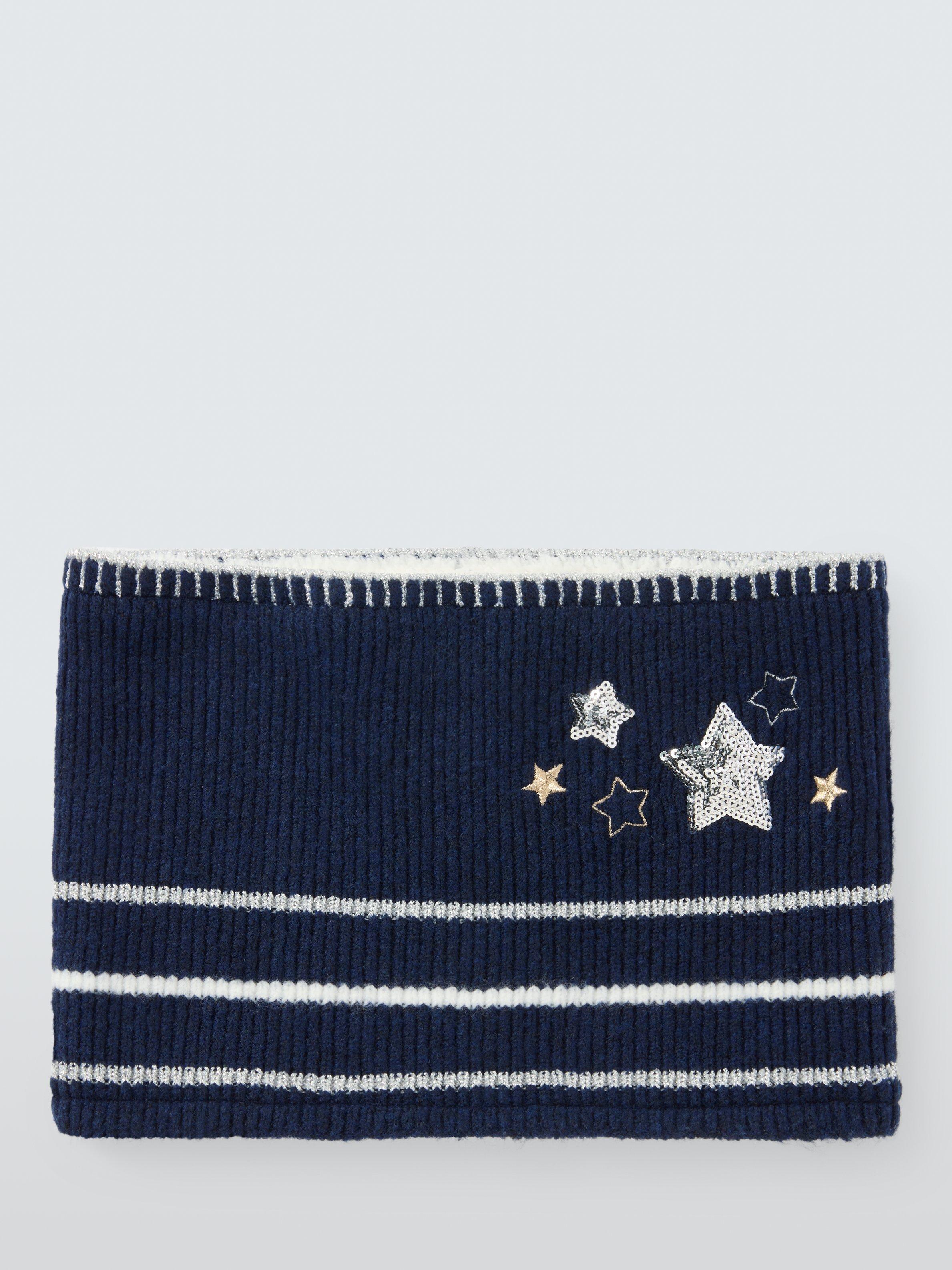 Product image 2 of 4, which shows John Lewis Kids' Sequin Star Snood, Navy