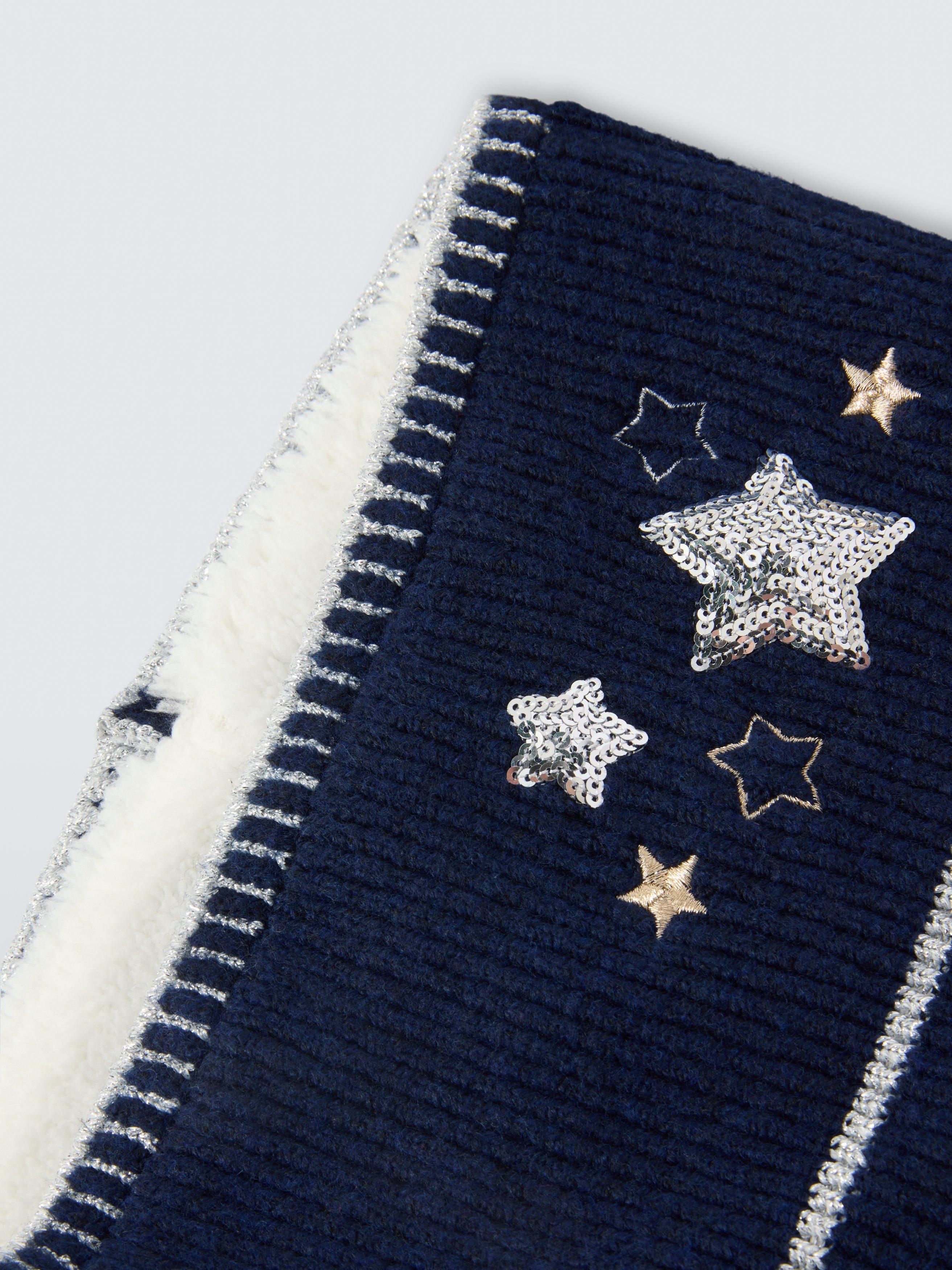 Product image 3 of 4, which shows John Lewis Kids' Sequin Star Snood, Navy