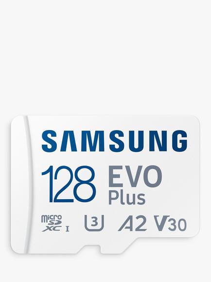 Samsung EVO Plus UHS-1, Class 10, microSDXC card, up to 130MB/s Read Speed, 128GB, White